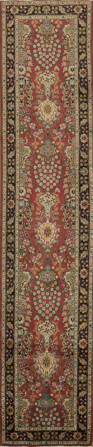 Traditional vintage Traditional Persian Tabriz Runner Rug 4x14