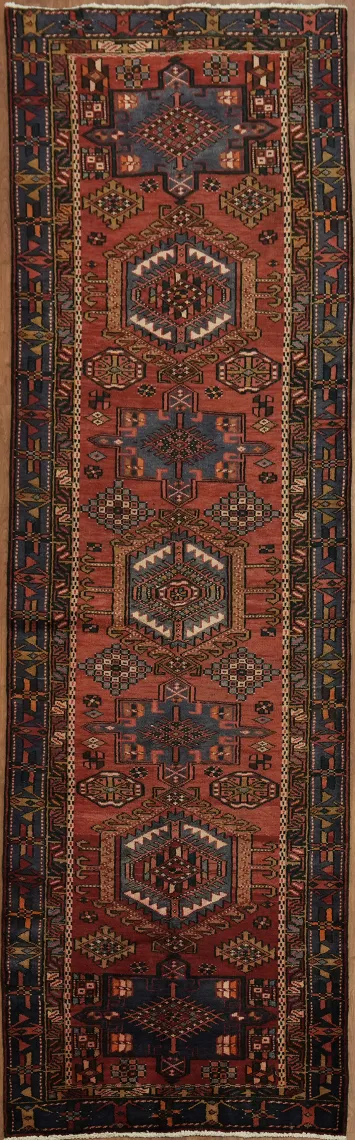 Classic Handmade Traditional Persian Gharajeh Runner Rug 3x10