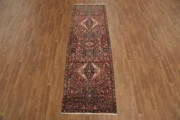 Intricate Red Gharajeh Runner Rug: Perfect for Hallway Elegance 3x9