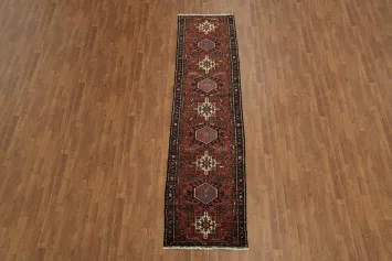 Elegant Red Border Gharajeh Runner: Perfect for Hallway Aesthetics 3x11