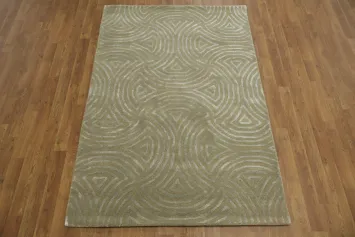 Modern Earth-Toned Rug with Intricate Swirl Designs 4x6