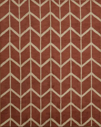 Chevron Style Beige and Rust Rug for Cozy Interiors 8x10