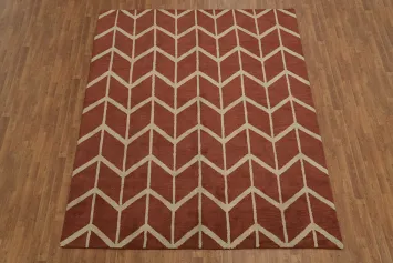 Chevron Style Beige and Rust Rug for Cozy Interiors 8x10