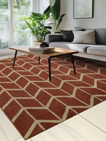 Chevron Style Beige and Rust Rug for Cozy Interiors 8x10