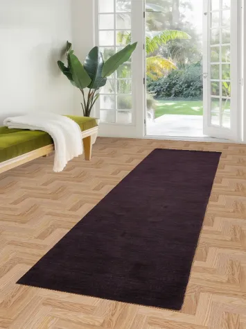 Deep Solid Purple Gabbeh Runner Rug to Elevate Your Interior Design 2x10