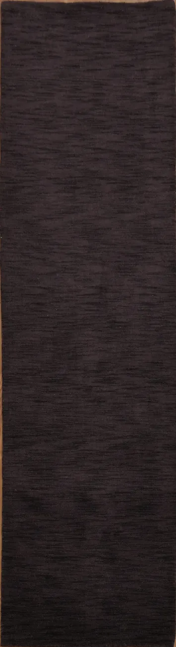 Contemporary Solid Dark Purplge Gabbeh Runner Rug 3x10