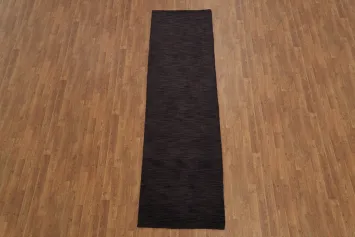 Contemporary Solid Dark Purplge Gabbeh Runner Rug 3x10