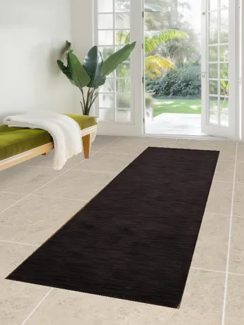 Contemporary Solid Dark Purplge Gabbeh Runner Rug 3x10