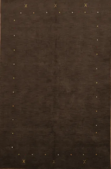 Rich Dark Brown Gabbeh Area Rug with Refined Accent Design Elements 7x10