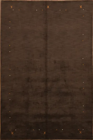 Minimalist Contour Gabbeh Brown Rug for Modern Interiors 7x10
