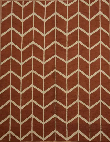 Stylish Modern Chevron Rug in Warm Earth Tones 9x12