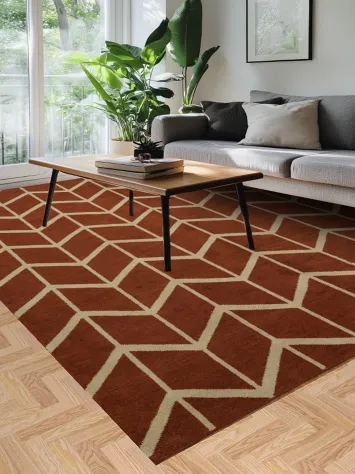Stylish Modern Chevron Rug in Warm Earth Tones 9x12