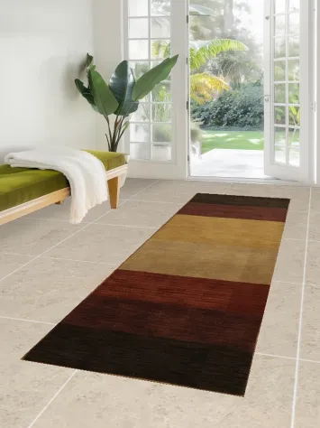 Striped Runner Rug in Warm Earth Tones for Cozy Spaces 3x10
