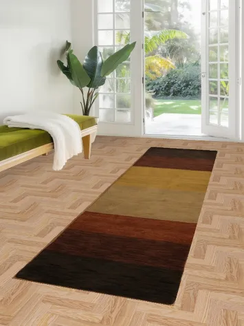 Rich Autumnal Hues Striped Gabbeh Runner Rug 3x10