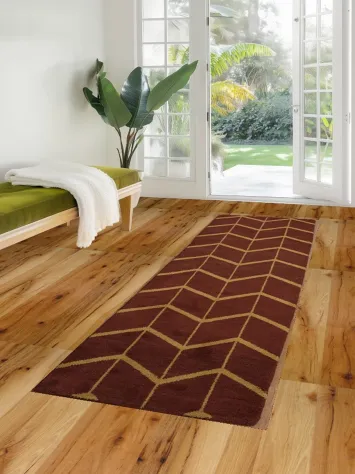 Stylish Chevron Rust Runner Rug 3x9
