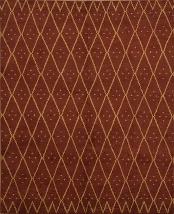 Warm Earth Toned Rug with Intricate Diamond Geometric Design 8x10