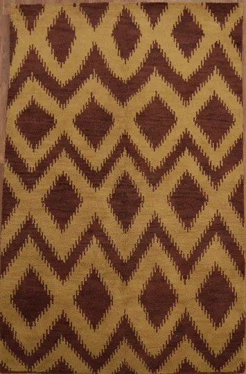 Modern Brown and Gold Zigzag Rug for Contemporary Homes 5x8