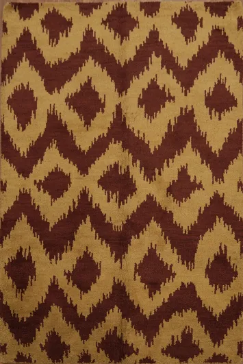 Stylish Burgundy and Gold Rug with Artistic Flair 5x8