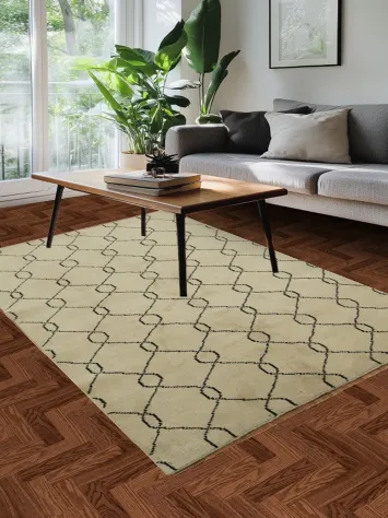 Chic Beige Area Rug with Modern Dynamic Geometric Design 5x8