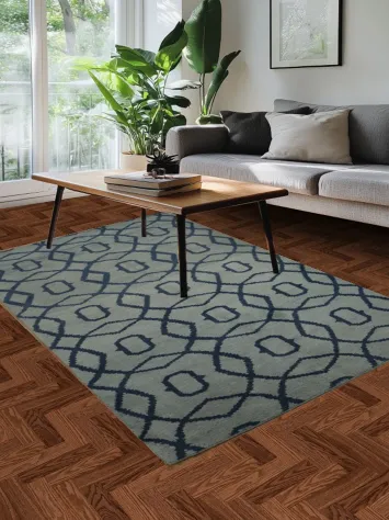 Chic Geometric Blue Pattern Rug for Contemporary Homes 5x8
