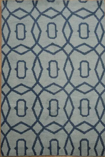 Elegant Blue Geometric Pattern Rug for Modern Living Rooms 5x8