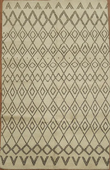 Trellis Geometric Neutral Beige Gabbeh Area Rugs 5x8
