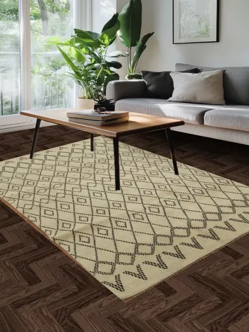 Trellis Geometric Neutral Beige Gabbeh Area Rugs 5x8