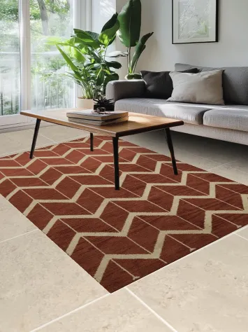 Chevron Style Red Gabbeh Indian Area Rug 5x8