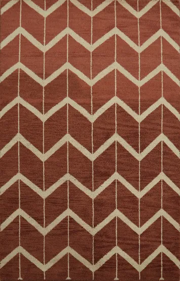 Chevron Style Red Gabbeh Indian Area Rug 5x8
