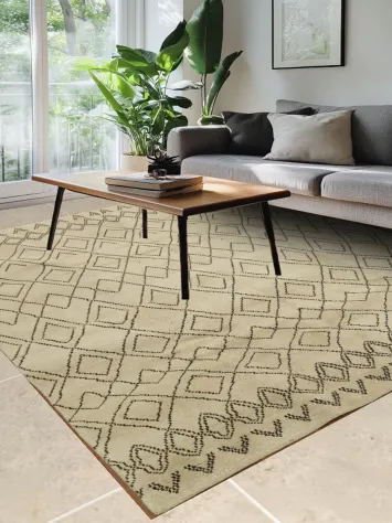 Contemporary Beige and Brown Diamond Motif Area Rug 8x10