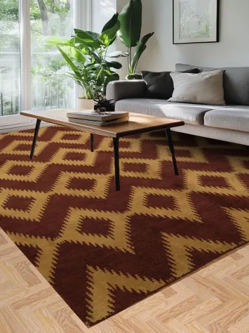 Rustic Charm: Zigzag Diamond Design Rug 9x12