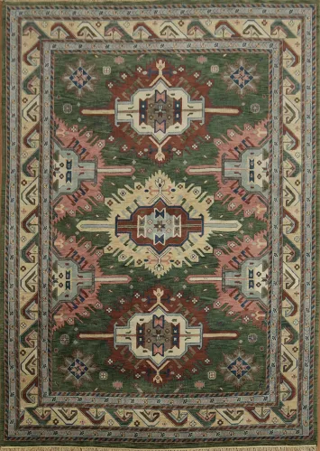 Elegant Geometric Kazak Oriental Large Rug 10x14