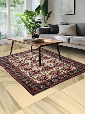 Geometric and Gharajeh Persian Wool Rug 5x7