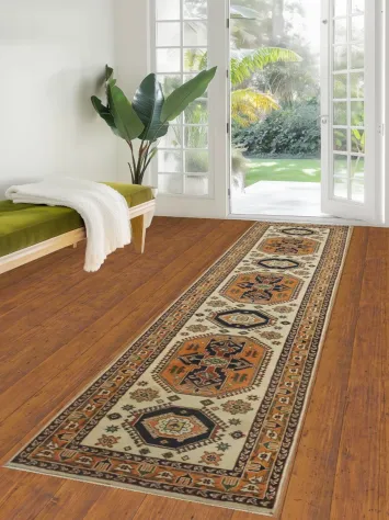 Elegant Geometric Ardebil Persian Runner Rug 3x12