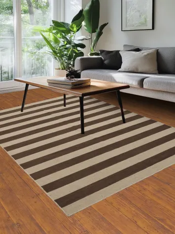 Sophisticated Brown and Beige Stripe Rug for Any Space 6x8