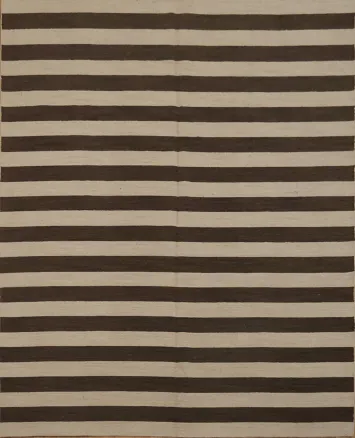 Brown and Beige Stripes Gabbeh Area Rug 8x10 for a Modern Look