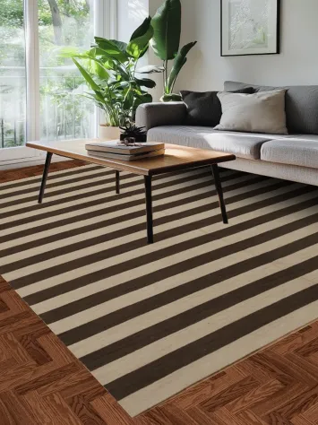 Brown and Beige Stripes Gabbeh Area Rug 8x10 for a Modern Look