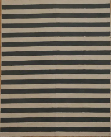 Modern Charcoal and Ivory Striped Area Rug for Chic Interiors 8x10