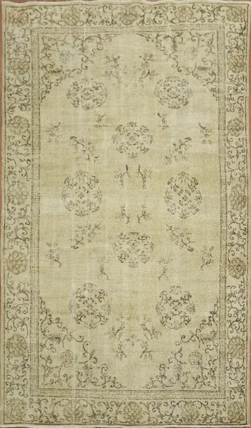 Traditional Beige Anatolian Turkish Area Rug 5x9
