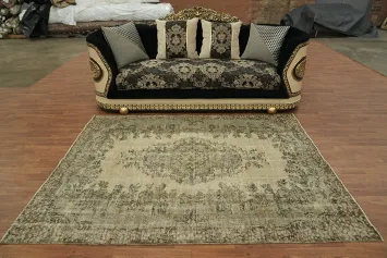 Elegant Vintage Anatolian Turkish Area Rug 6x7