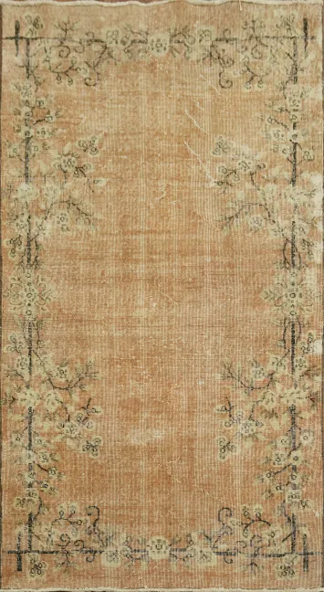 Vintage Floral Rectangular Anatolian Turkish Rug 4x7