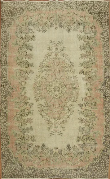 Elegant Vintage Floral Anatolian Turkish Area Rug 6x9