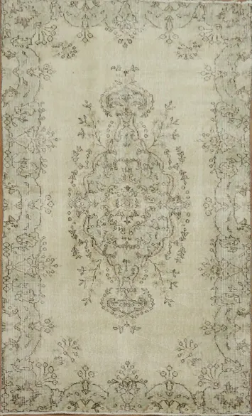 Elegant Traditional Cream Anatolian Turkish Rug 4x7