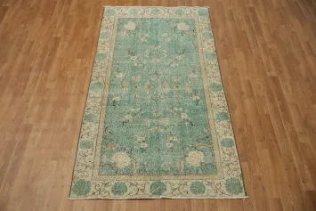 Elegant Ocean Mist Vintage Anatolian Turkish Rug 4x7