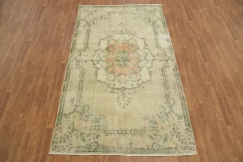 Elegant Floral Vintage Anatolian Turkish Area Rug 5x9