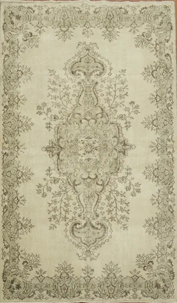 Elegant Vintage Floral Anatolian Turkish Area Rug 6x9