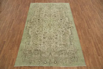 Vintage Green Anatolian Turkish Area Rug 6x9