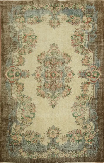 Heritage Design: Vintage Floral Anatolian Turkish Area Rug 6x9