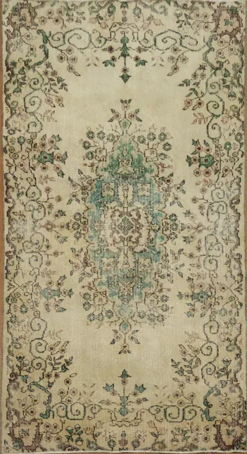 Sophisticated Cream Anatolian Turkish Rug 4x7