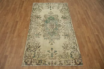 Sophisticated Cream Anatolian Turkish Rug 4x7